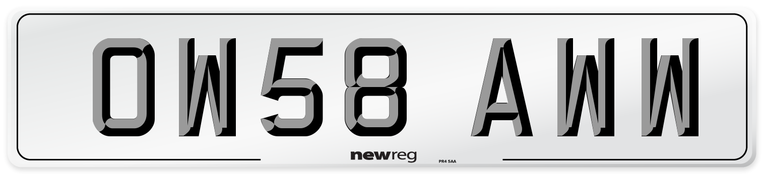 OW58 AWW Number Plate from New Reg